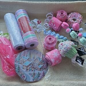 Crafting Supplies Set Dyi Wreath. Pastel Colors Candy Theme